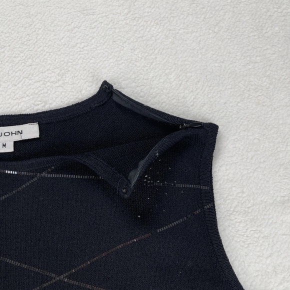 St. John Black Sequins Tank Top Knit Sparkle Evening Wear Women’s Sz M Luxury - Picture 4 of 9